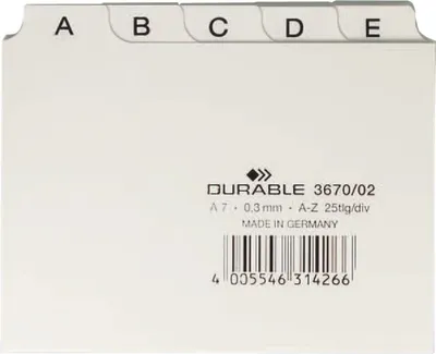 Produktbild von Leitregister A-Z A7quer PP 25-teilig weiß Packung mit 80 Stück