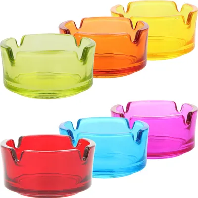 Produktbild von com-four® 6x kleine Aschenbecher aus Glas - bunte Glasaschenbecher