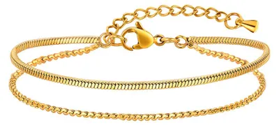 Produktbild von Armband mehrreihig: Armkette aus Edelstahl Gold
