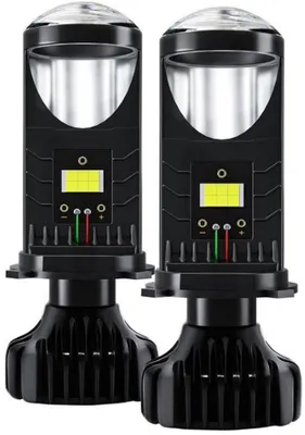 Image de Phares avant à LED H4 avec lentille, très lumineux, faisceau large et faisceau étroit, optique de projection