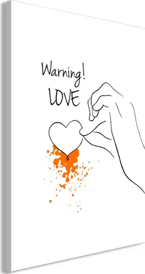 Produktbild von Vliesstoff Leinwandbild - Warning! Love (1 Part) Vertical 60x90 cm Text m-A-0930-b-a