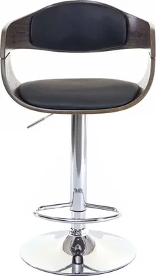 Image de Tabouret de bar HWC-A47, chaise de bar, bois courbé design rétro ~ gris, similicuir noir