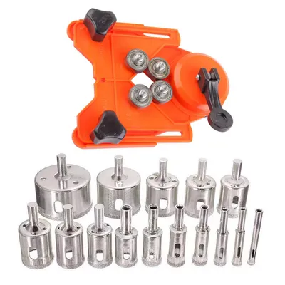 Produktbild von 16 STueCKE Diamantbohrer Diamant-Lochsaegen-Kit 6-50 mm mit Fuehrung fuer Fliesen, Glas, Keramik, Marmor, Granit
