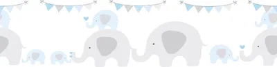 Produktbild von Lovely Kids selbstklebende Kinderzimmer Bordüre Elephant Party blau grau weiß 5,00 m x 0,155 m