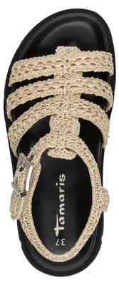 Produktbild von Tamaris Damen Plateau Sandale in Bast-Optik – stilvoller Chunky-Look 1-28402-46, Größe:37 EU, Farbe:Beige