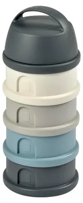 Produktbild von stapelbare Dosierboxen für Milchpulver, 100 % luftdicht, 4 Fächer, großes Fassungsvermögen, auch als Snackboxen nutzbar, Mineralgrau/Blau