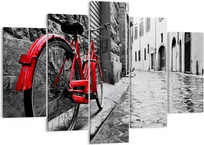 Produktbild von Bild auf Leinwand - Leinwandbild - Straße Fahrrad Kopfsteinpflaster Gebäude - 150x100cm - Wand Bild - Wanddeko - Leinwanddruck - Bilder - Kunstdruck - Leinwand bilder - Wandkunst - EA150x100-3186
