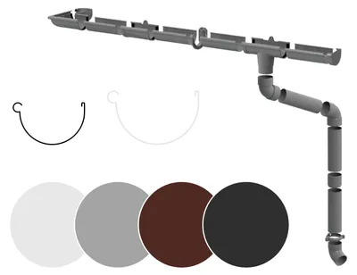 Produktbild von Regenrinnen Komplettset Dachflächen < 100m² PVC in 4 Farben RainWay S