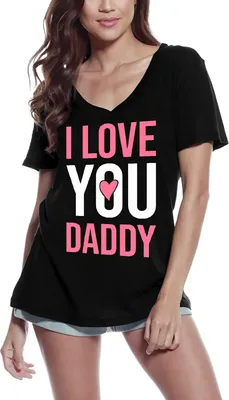 Produktbild von Damen Grafik T-Shirt V-Ausschnitt Ich liebe dich Daddy - für die Tochter – I Love You Daddy - For Daughter – Öko-Verantwortlich Vintage Jahrgang