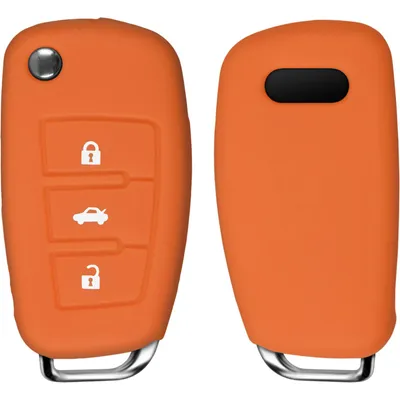 Produktbild von PhoneNatic Silikon Schlüssel Hülle kompatibel mit der Audi A4L 2009 3-Tasten Fernbedienung in orange Klappschlüssel 3-Key
