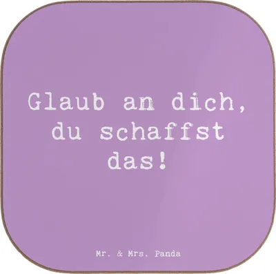 Produktbild von Mr. & Mrs. Panda Untersetzer Tasse Spruch Schulanfang Glaube - Lavendeltraum - Geschenk, Selbstvertrauen, Gläser, Stärke, Zuversicht, Schulstarter, für, Ermutigung, Trost