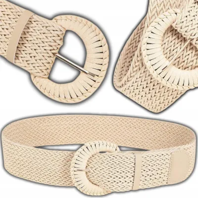 Produktbild von Strohgürtel, beige, elastisch, breit, geflochtener Taillengürtel