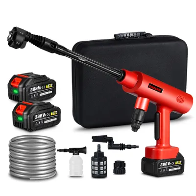 Produktbild von Akku-Hochdruckreiniger, Bürstenlose Hochdruck Spritzpistole Druck max: 70 bar, 246 l/h, mit 6 in 1 Multi-Sprühdüse & 2x Akku für Auto, Terrasse