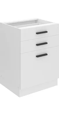 Produktbild von Belini Unterschrank Küche, Küchenunterschrank 60 cm Breite. SDSZ Küchenunterschrank ohne Arbeitsplatte. Küchenschrank mit Schubladen, Weiß matt