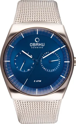 Produktbild von Obaku Uhr Herren Edelstahl Armbanduhr V176GMCLMC blue Meshband