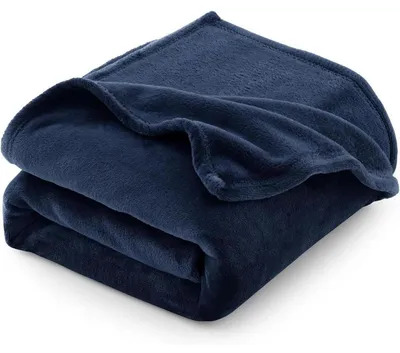 Obrázek produktu pro Teplá deka z flanelu, mikrovláknová deka, rozměry 130x150 cm, barva: námořnická modř, vhodná pro všechny roční období