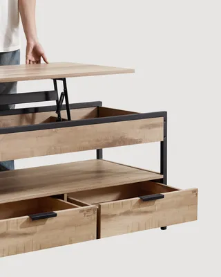 Image de VASAGLE Table basse, table de salon réglable en hauteur, 50 x 100 x (48-63) cm