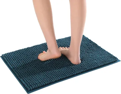 Image de Tapis antidérapant en microfibre, motif chenille, 40 x 60 cm, pour salle de bain