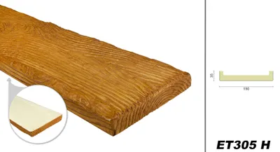 Produktbild von DECO WOOD Dekobrett rustikal aus Polyurethane, 2m Länge, PolyurethanBrett Holzoptik (hellbraun - 190x35mm) Wanddekoration Zierbrett Decke