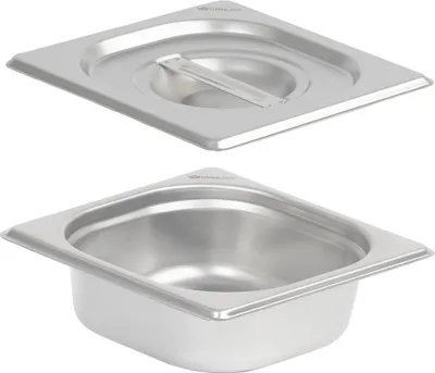 Produktbild von Mahlzeit GN Behälter 1/6 mit Deckel, Höhe 65 mm, Edelstahl Wärmebehälter, Geeignet für Chafing Dish