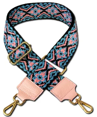 Produktbild von Boho-Gurt blau rosa Florence Tragegurt Ornamentmuster Canvas Leder D2OGP001YA