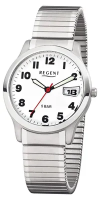 Produktbild von Regent F-897 / 1242425 Herren-Armbanduhr, Edelstahl-Gehäuse, Metall-Armband