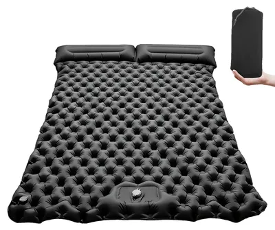 Image de Matelas de camping, coussin intégré, gonflage facile, noir