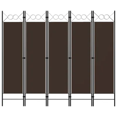 A room divider with five panels, presented against a white background.