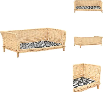 Image de vidaXL Panier pour chien avec coussin 90x54x35 cm Naturel osier - Lits pour chiens