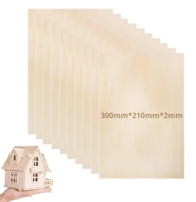 Zdjęcie produktu dla 10 arkuszy sklejki balzowej, 2 mm grubości, wymiar 30 x 21 cm, płyty drewniane do rękodzieła