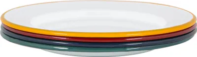 Produktbild von Argon Ta Weiße Email-Dinner-Platten - Metall im Freien Camping Lebensmittelgerichte - 25,5 cm - 4 Farben
