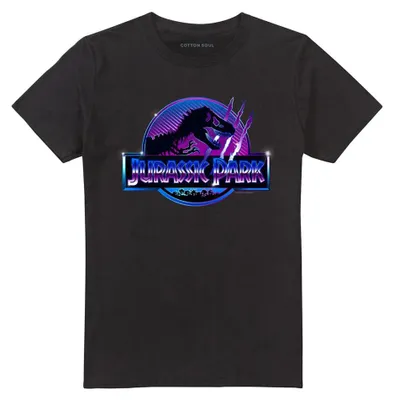 Image de T-shirt "Scratched Chrome" de Jurassic Park, pour hommes et femmes (coupe unie), style années 1980, référence TV43261 (taille XXL), couleur noire