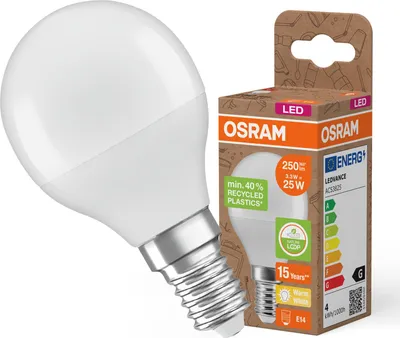 Produktbild von OSRAM HOMELIGHTING 4058075832046 LED (monochrome) EEC G (A - G) E14 Teardrop shape 3.3 W = 25 W Warm white (Ø x L) 45 mm x 79 mm 1 pc(s)
