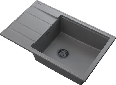 Produktbild von Granitan | Granitspüle LOUIS - 800x500 mm - Grau - Minimalistisches Design - Mit Abtropffläche