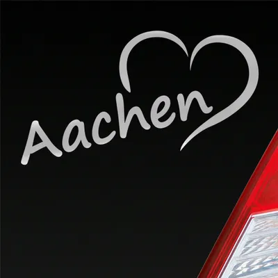 Produktbild von Auto Aufkleber Aachen Herz Stadt City Love Liebe Heart 15,5x8 cm Silber Sticker Heckscheibenaufkleber