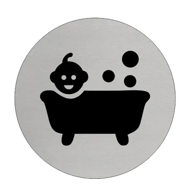 Produktbild von CombiCraft Aluminium Türschild 'Babybad' - 75mm Durchmesser mit 3M-Klebeband