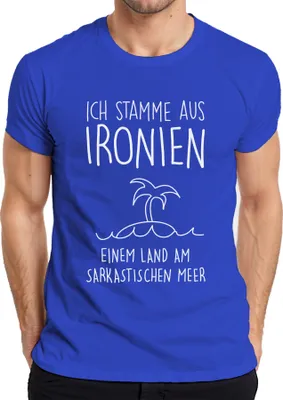 Obrázok produktu pre Pochádzam z irónie Sarkazmus Irónia Humor Minimalistické pánske tričko, modrá, S