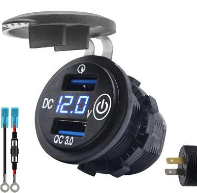 Produktbild von ProRide USB-Autolader, 2 Ports, QC3.0 18W, Voltmeter, Schalter, Einbau
