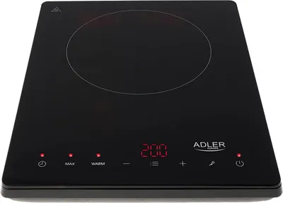 Produktbild von JUNG Adler AD6513 Induktionskochfeld 1 Platte 2000W, Camping Induktionskochplatte, Timer, Topferkennung, 10 Temperaturstufen, Touch Display, Glaskeram