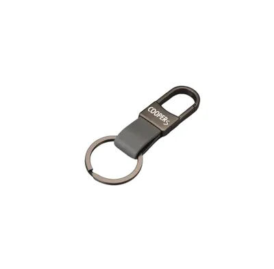 Immagine prodotto di Portachiavi in pelle premium grigio per MINI Cooper S, con gancio a scatto e anello metallico