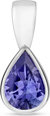 Image de Pendentif Femme Or Blanc 375/1000 avec Tanzanite - 13mm*6mm; TRS3440