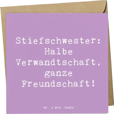 Produktbild von Mr. & Mrs. Panda doppelkarte Spruch Stiefschwester Freundschaft - Lavendeltraum - Geschenk, Handgemacht, emotionale Verbindung, faltkarte, herzerwärmende Sprüche, Familie