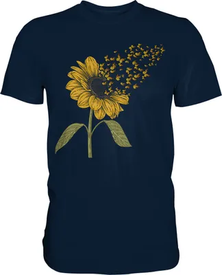 Produktbild von Schmetterlinge Sonnenblume T-Shirt – Navy / L