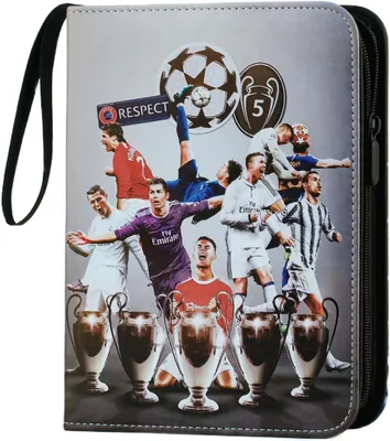 Produktbild von Fußball Karten Sammelalbum, Fussball Sammelkarten Album 4 Taschen 50 Seiten, 400 Karten Sammelmappe Sammelheft Sammelbuch, Wasserfest Kunstleder Heft