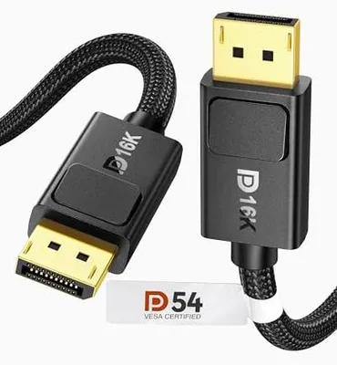 Produktbild von 54Gbps DisplayPort Kabel 2.1 2M [VESA-] DP54, [8K@165Hz, 4K@480Hz 360Hz 240Hz] DP Kabel 16K, HDR10 FreeSync G-Sync DisplayPort 2.1 Kabel für Gaming-Monitor 360Hz, PC, 5090 7900XTX