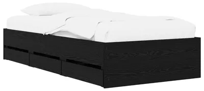 Image de Cadre de lit avec espace de rangement, en chêne noir, dimensions 80 x 200 cm