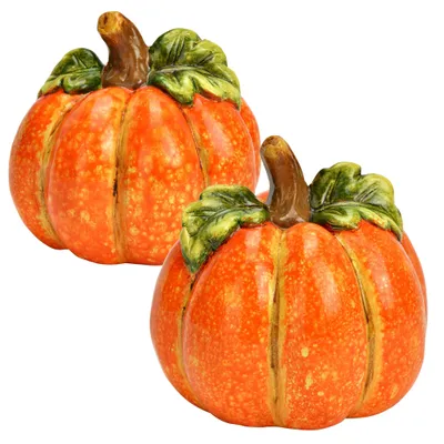 Produktbild von Kürbis Set aus Ton, Tonkürbisse als Halloweendeko in 8 cm & 10 cm