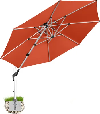 Produktbild von anndora Ampelschirm Aluminium terrakotta 4m quadratisch - 360º drehbar - komplett schwenkbar neigbar - inklusive Bodenanker