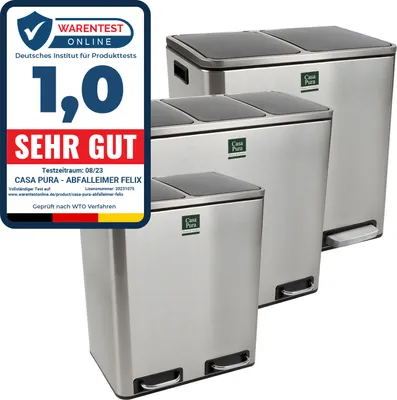 Produktbild von Tretmülleimer Felix Trennsystem Edelstahl 2 x 15 Liter (30 Liter)
