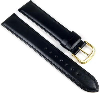 Produktbild von Ersatzband Uhrenarmband Leder Büffelkalb schwarz 20mm XL